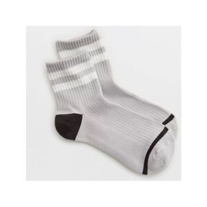 OFFLINE Radiance Striped Quarter Taupe White Brown Cotton Socks